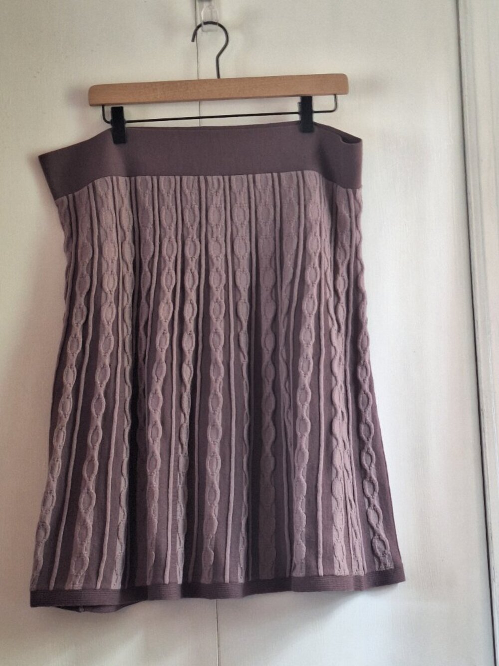 Massimo Women’s XL Mauve Cable Knit Sweater Midi Skirt Stretch Waist